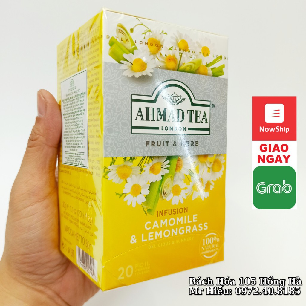 [HSD T4/2023] Trà Ahmad Tea vị Hoa Cúc hộp 20 gói - Camomile & Lemongrass