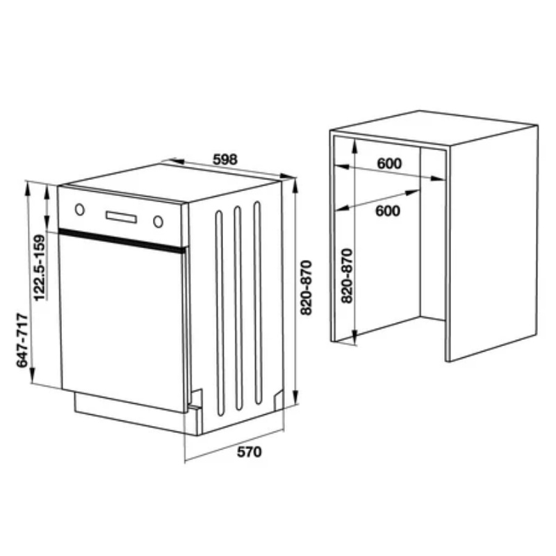 Máy Rửa Chén Âm Bán Phần HAFELE HDW-HI60C 533.23.120 - Sức chứa 15 bộ đồ ăn