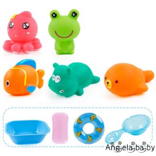 ⓗღ✯Bath Toys Pinch Music Animal Cartoon Image Paddling Water Spray Children´s Puzzle Toy Set Combination