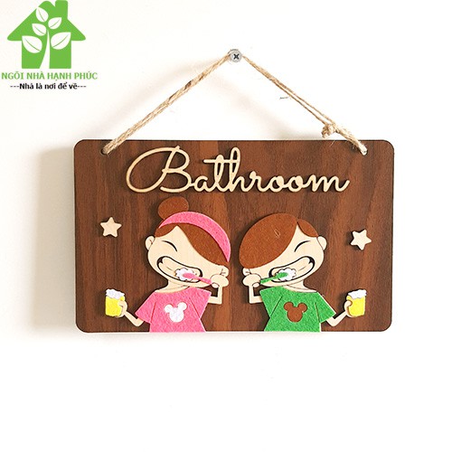 Bảng gỗ decor trang trí treo cửa toilet WC- Mẫu BM_016 SIÊU CUTE