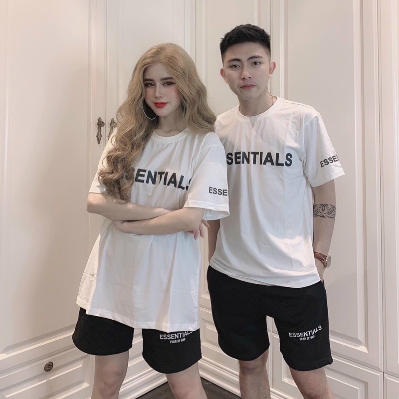 Bộ Mặc Hè Essentials Nam Nữ Nổi Chữ Đơn Giản | BigBuy360 - bigbuy360.vn