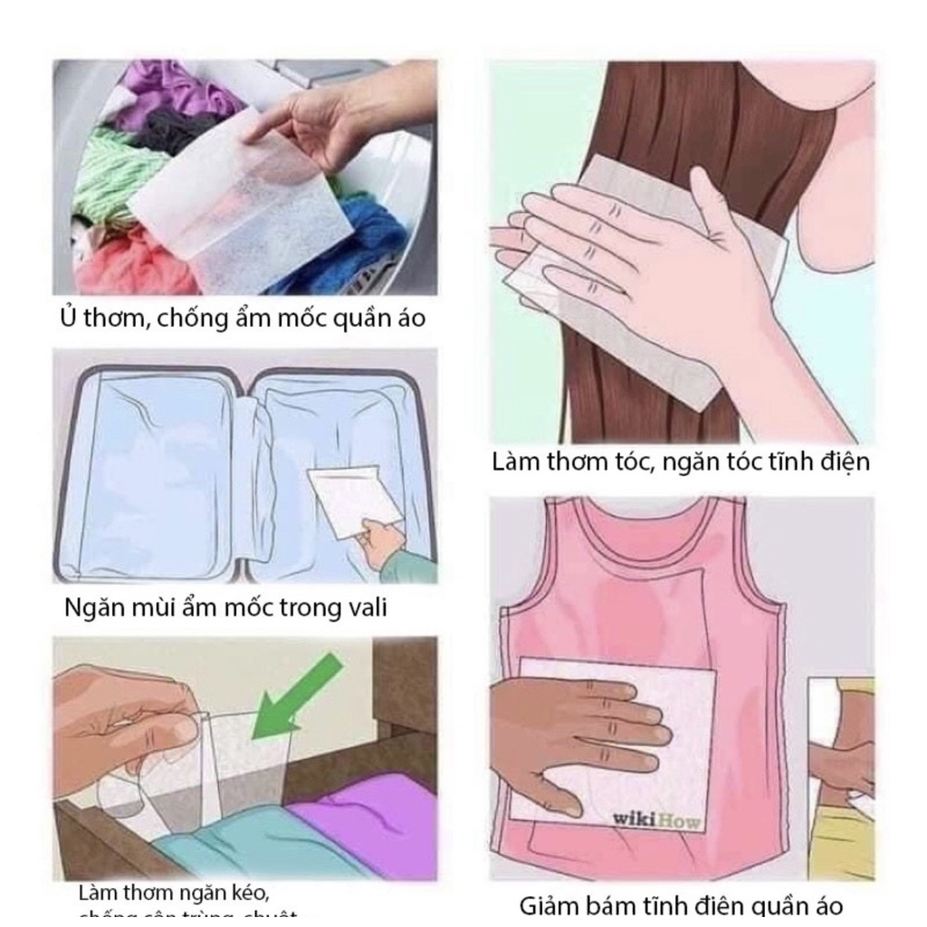 GIấy thơm quần áo BOUNCE Mỹ làm thơm áo quần loại bỏ mùi nấm mốc thời gian dài lâu HANOVA
