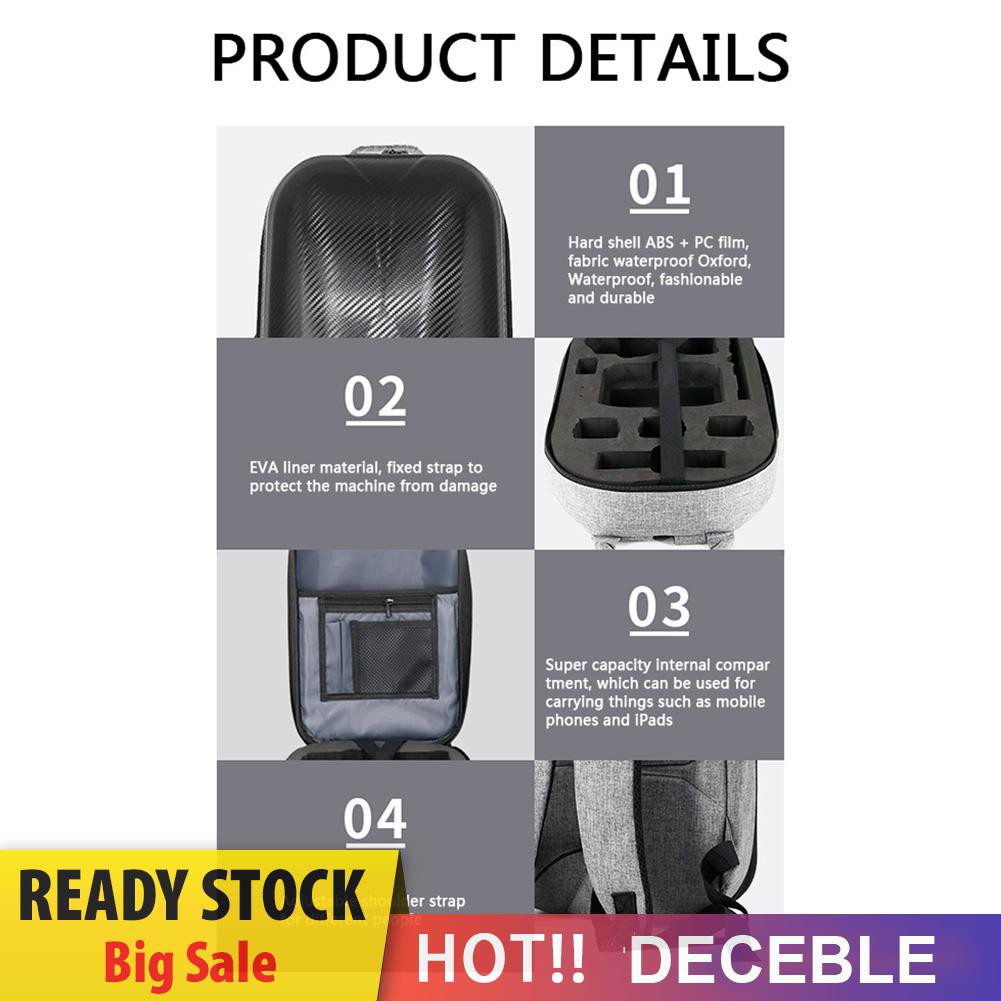 Deceble Hard Shell Backpack for DJI Mavic Air 2 Dual Zipper Waterproof Carrying Bag