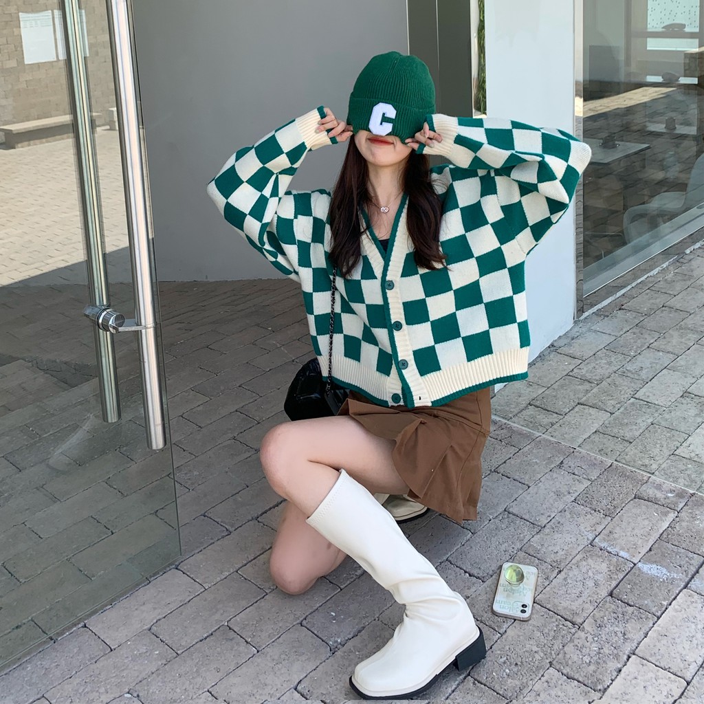 [059-ORDER] KHOÁC CARDIGAN CROPTOP KẺ Ô VUÔNG TRẺ TRUNG NĂNG ĐỘNG | BigBuy360 - bigbuy360.vn