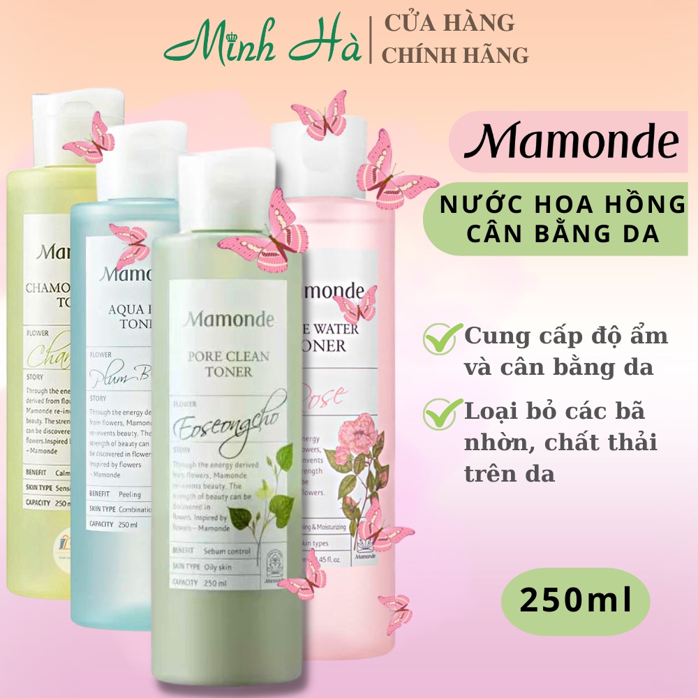 Nước hoa hồng Mamonde 250ml giúp dưỡng ẩm và cân bằng da