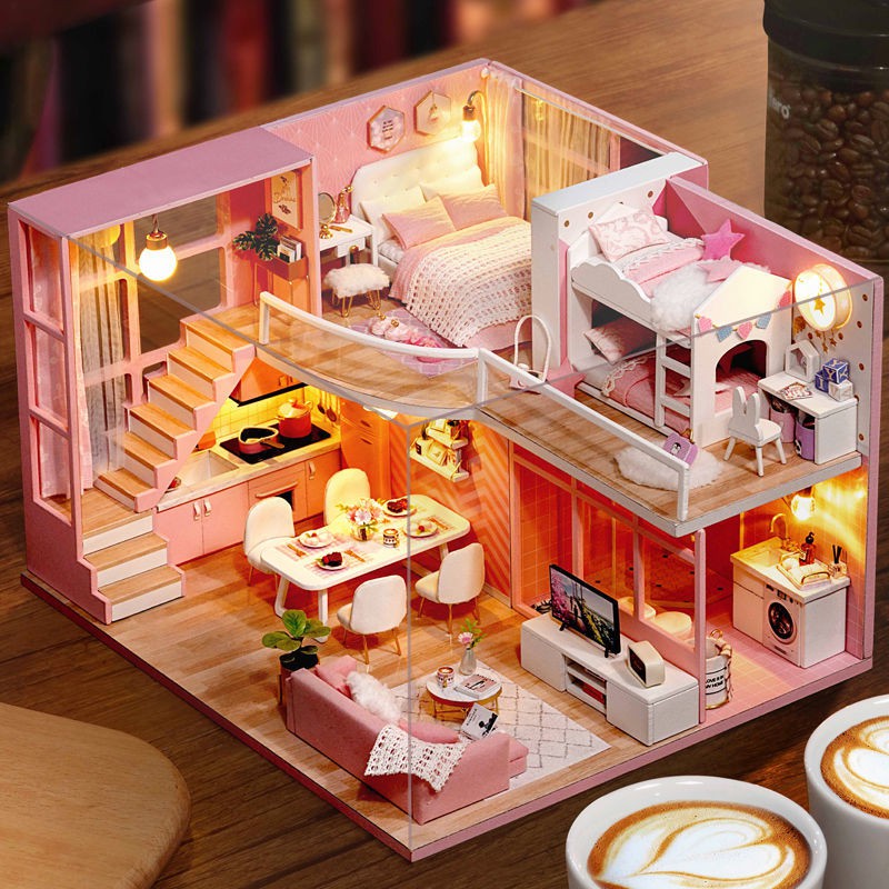 đồ chơi trẻ em công chúa mini nhà bếp tự làm nhà biệt thự nhà quà tặng sinh nhật bé gái 9 10 12 tuổi