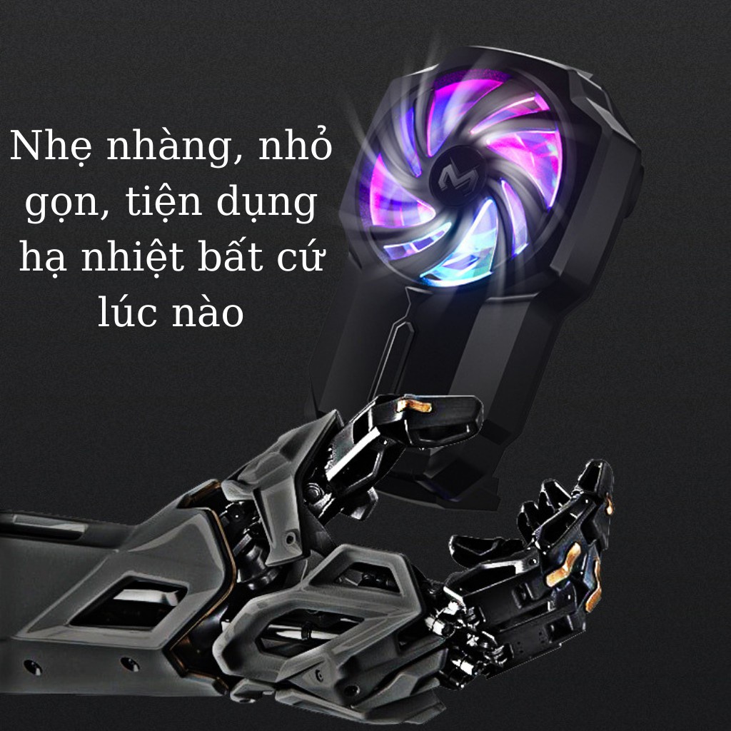 Quạt Tản Nhiệt Điện Thoại Memo DL05 Quạt Tản Nhiệt Gaming FL05 Siêu Lạnh, Hiển Thị Nhiệt Độ LED RGB Kẹp Thu Vào 2 Chiều