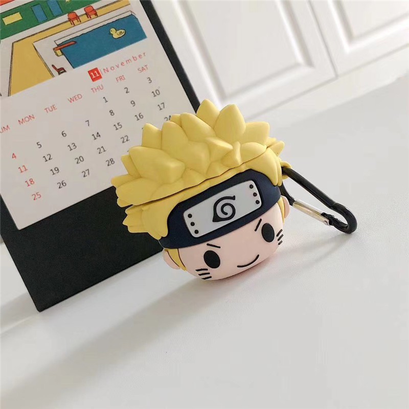 Vỏ silicon mềm bảo vệ hộp sạc tai nghe không dây họa tiết Uzumaki Naruto Hatake Kakashi hợp thời trang cho Airpods 1 2