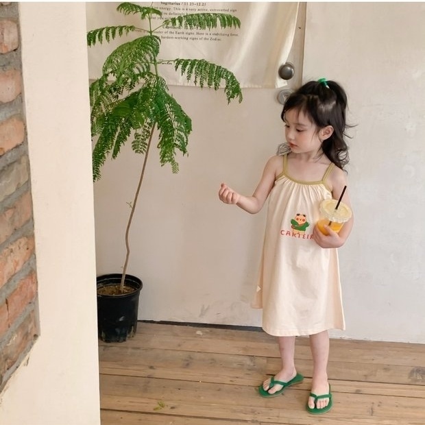 Đầm Hai Dây In Họa Tiết Hoạt Hình Kiểu Hàn Quốc Thời Trang Mùa Hè 2022