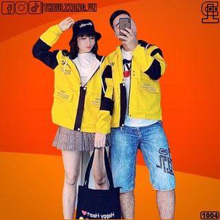 Áo Khoác Bomber Jackets Nam Nữ Phối Màu Kaki 2 Lớp Áo Khoác Nam Nữ Cặp in WIND VÀNG - AK1004