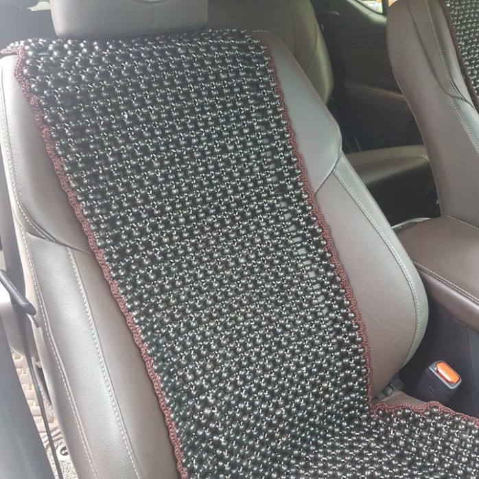 Sản Phẩm Đệm hạt gỗ tựa lưng massage lót ghế ô tô 100% gỗ Mun tự nhiên, đan kết diềm mép cao cấp .