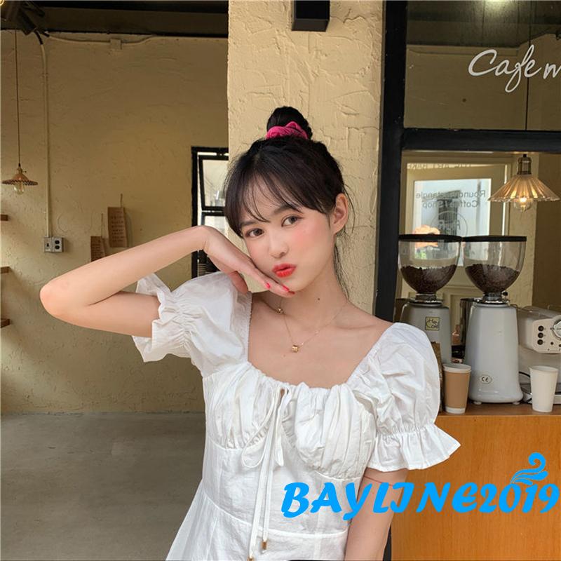 Đầm Nữ Tay Phồng Cổ Vuông Màu Trơn Thời Trang | BigBuy360 - bigbuy360.vn