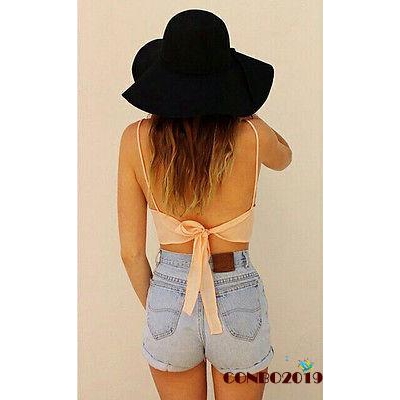 Áo hai dây hở lưng trang trí buộc nơ xinh xắn cho nữ