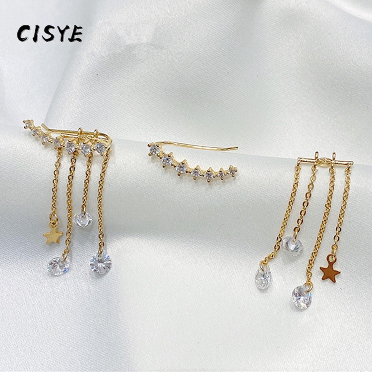 Đôi Khuyên Tai Dài Hình Ngôi Sao Đính Đá Thời Trang Cho Nữ