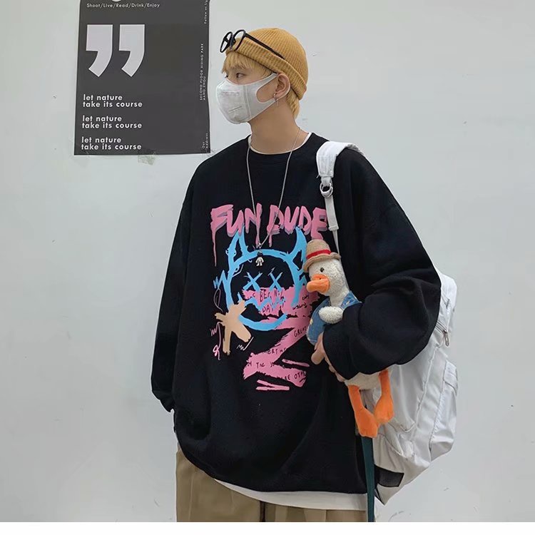 Áo tay dài dáng rộng thời trang phong cách hiphop Hàn Quốc cá tính năng động dành cho nam (M-5Xl)