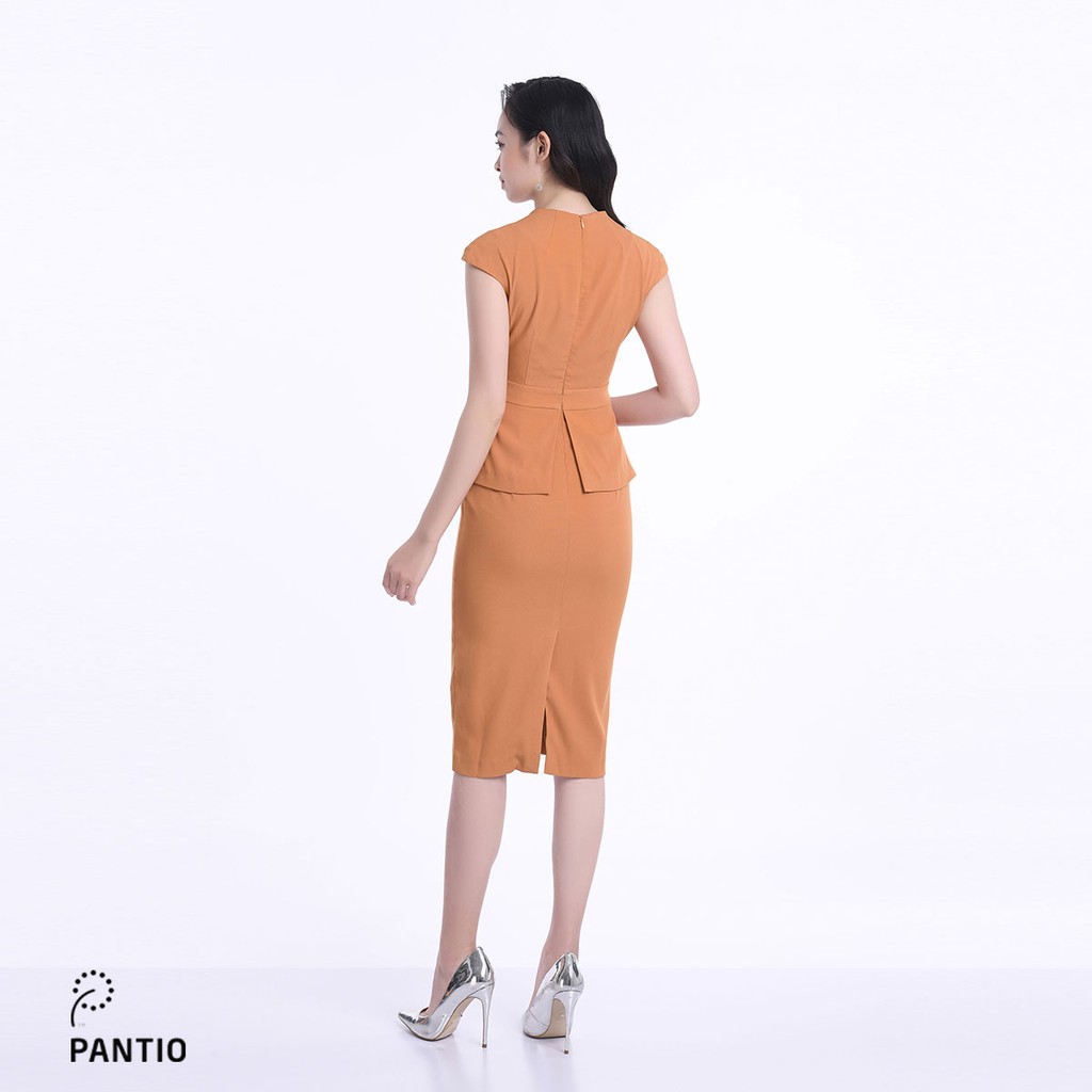 Đầm công sở, chất vải thô, màu nâu gạch và đen, dáng ôm FDC12703 - PANTIO | BigBuy360 - bigbuy360.vn