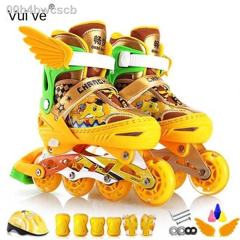 ☂✈✕Vô tư giày trượt patin trẻ em trọn bộ nam và nữ mới bắt đầu nội tuyến điều chỉnh 3-4-5-6-10 tuổi
