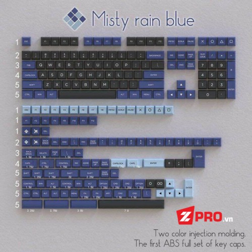 [Mã ELMS05 giảm 5% đơn 300K] Bộ Keycap OSA Misty Rain Blue (ABS Double shot)