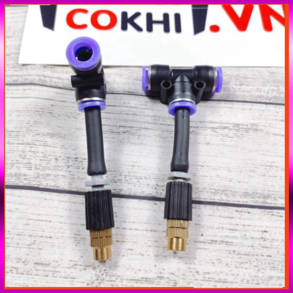 [GIÁ TỐT] 10m dây + 5 Béc phun sương 1 tia đồng, nối nhanh chữ Tê 8mm dùng tưới cây, tưới lan