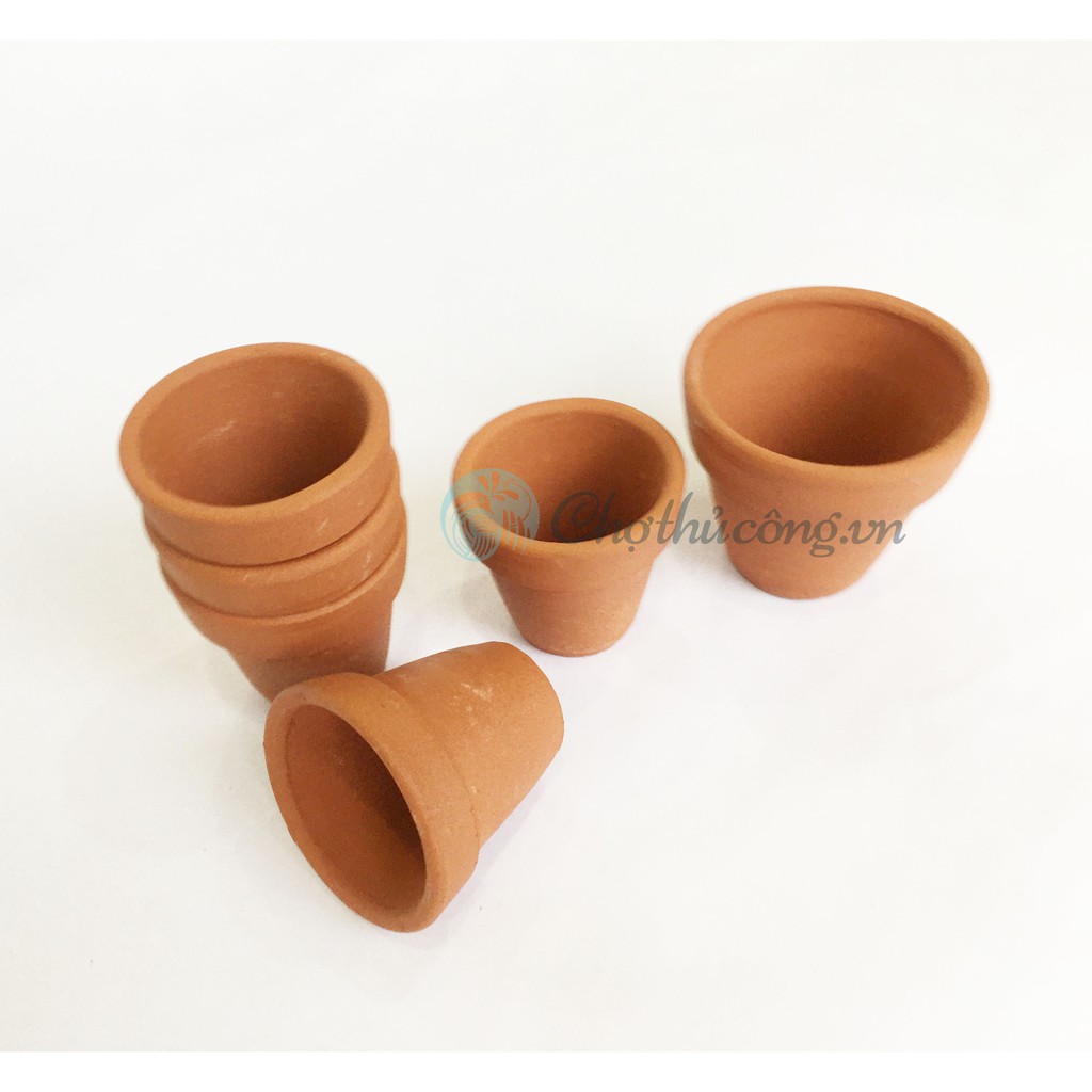 Chậu đất nung MINI có lỗ vintage siêu cute làm chậu trồng sen đá - xương rồng, hoa handmade, hoa đất sét
