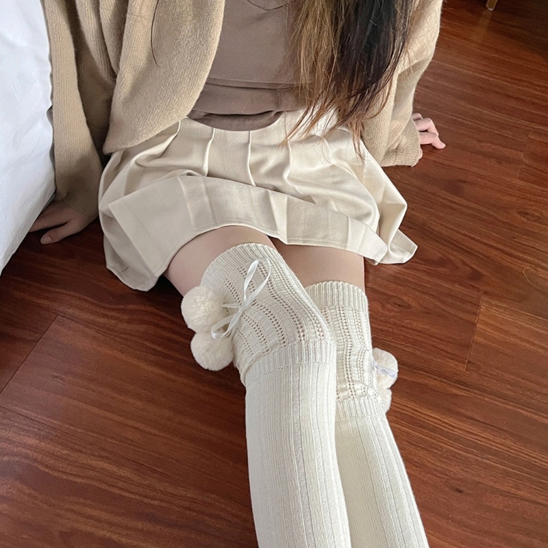 Youyo Vớ Dệt Kim Dài Qua Gối Có Gân Và Bóng Lông Thời Trang Thu Đông Cho Nữ