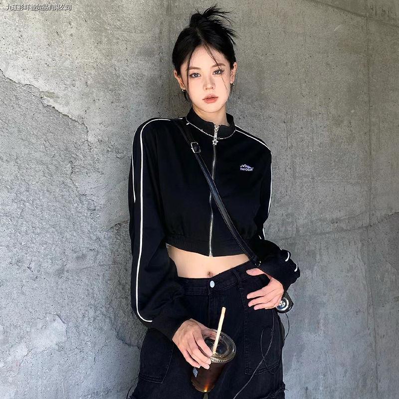 Áo Khoác Cardigan Ngắn Cổ Đứng Tay Dài Có Khóa Kéo Phong Cách Thời Trang Mùa Thu 2022