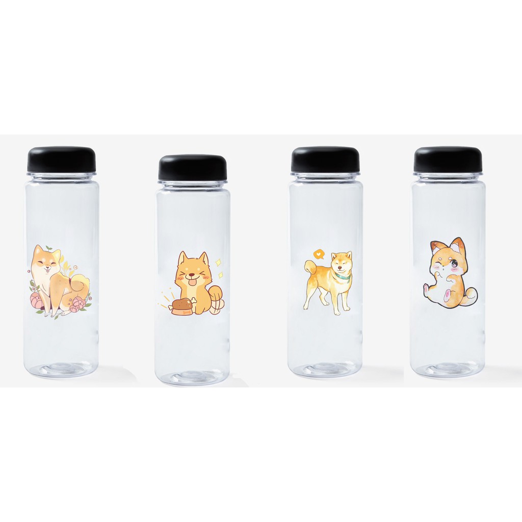 Bình nước chó shiba nhựa in màu BNI17 500ml bình nước hoạt hình bình nước dễ thương