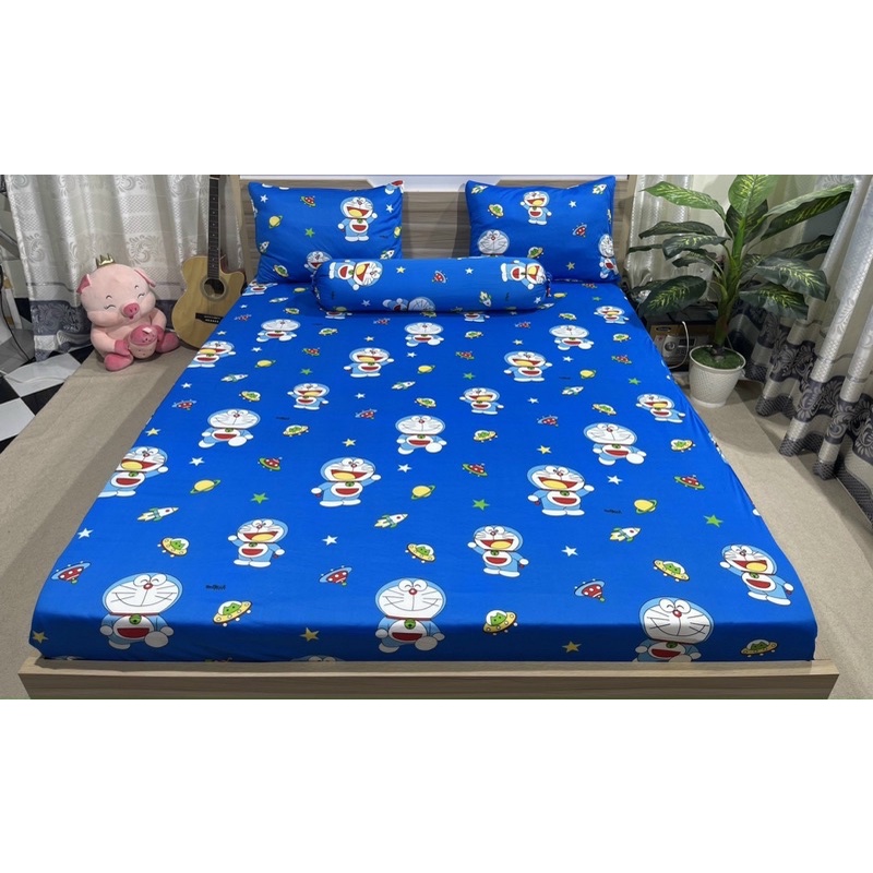 Bộ drap thun hàn quốc mẫu Đoraemon 7 màu siêu cưng
