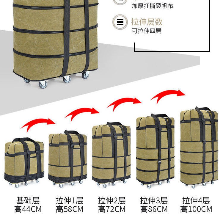 Nhà máy sản xuất trực tiếp 158 túi vải kiểm tra hàng không, bánh xe đa năng, sức chứa lớn, vali gấp có thể thu v