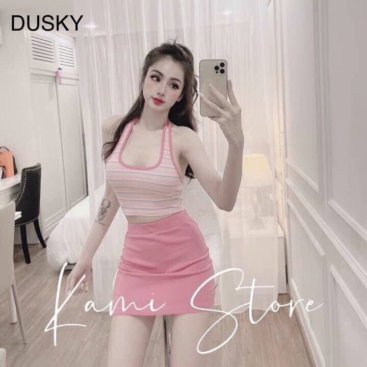 Sét chân váy + áo yếm sọc màu bo viền - DUSKY | BigBuy360 - bigbuy360.vn