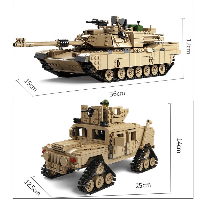 Bộ đồ chơi lắp ráp lego xe tăng M1A2 Abrams biến hình Hummer 1463 mảnh ghép giúp trẻ thông minh sáng tạo