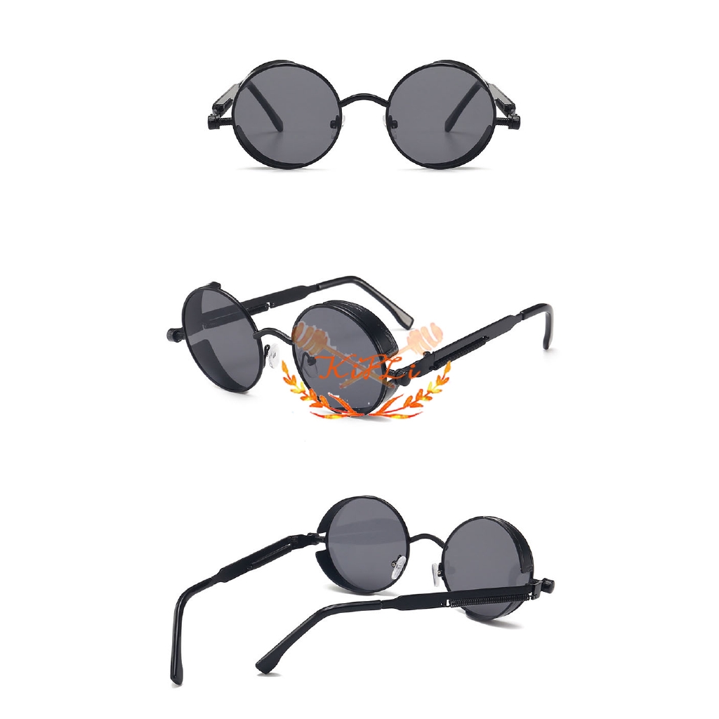 Kính Mát Tròn Phân Cực Phong Cách Steampunk Thời Trang