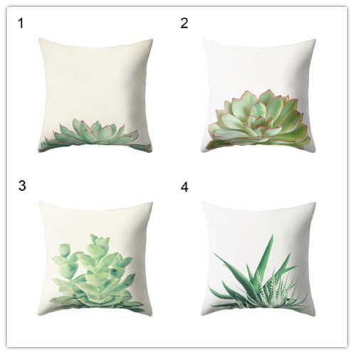 Bao Gối Vải Sợi Polyester In Họa Tiết Thực Vật Cây Xương Rồng