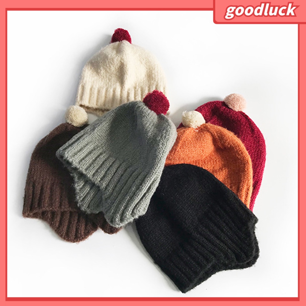 Mũ Dệt Kim Màu Trơn Đính Quả Bông Dễ Thương Cho Bé Trai 1-6 Tuổi