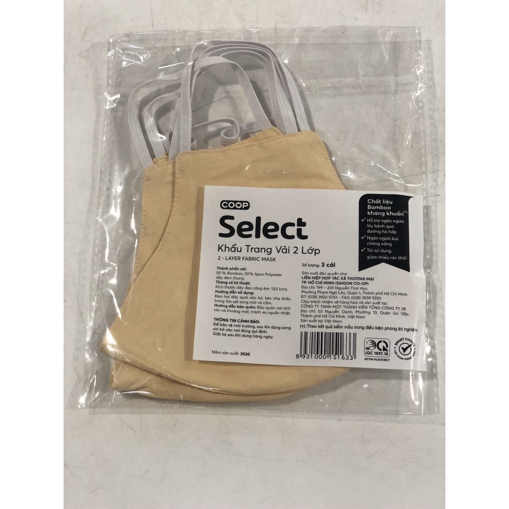 KHẨU TRANG VẢI 2 LỚP CO.OP SELECT ( 3 cái ) | BigBuy360 - bigbuy360.vn