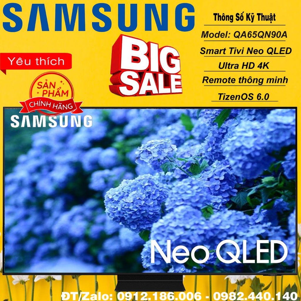 Smart Tivi Neo QLED 4K 65 inch Samsung QA65QN90A chính hãng (Kháng hàng liên hệ với người bán để đặt hàng)