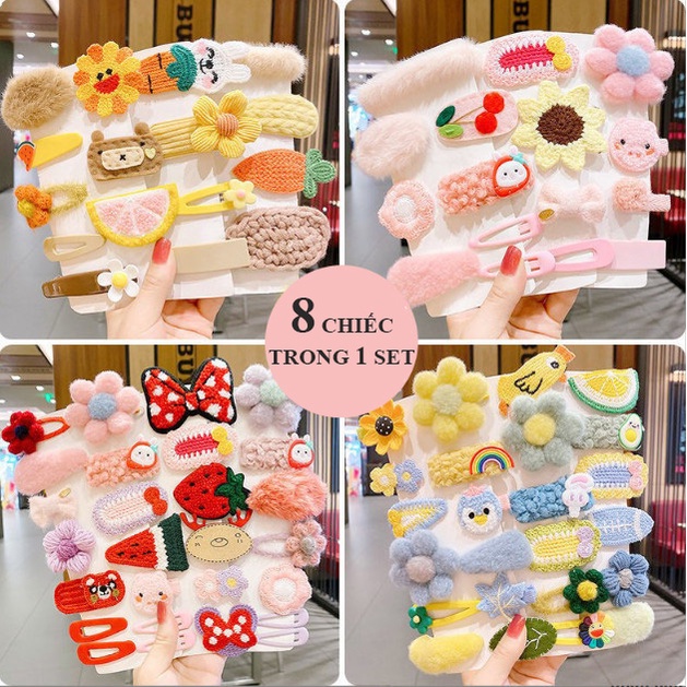 Set kẹp tóc 8 món BKIDS nhiều hình dễ thương cho bé gái