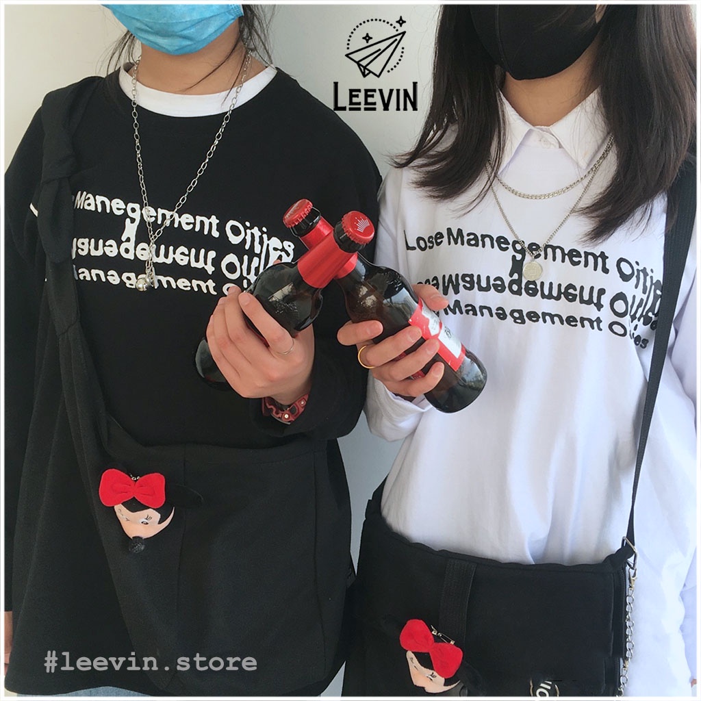 [SALE OFF] Áo Thun Tay Dài Little Nili Korean Tide Nam Nữ Unisex Nelly Ulzzang Kiểu áo phông form rộng Leevin