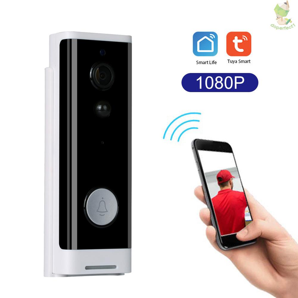 WiFi Smart Security DoorBell HD 1080P Wireless Visual Intercom Recording Video Door Phone PIR Motion Detector Rainproof TuyaSmart APP Remote Home Monitoring Night Vision