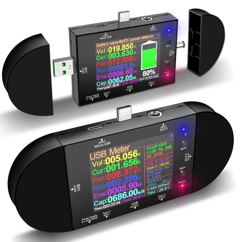Usb UD24 Thử Điện Đa Năng Kèm Sạc Type-C Màu Đen Chuyên Dụng Cho Gia Đình