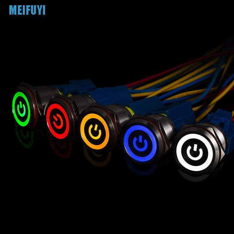 Công tắc nguồn đèn LED 12mm 12V màu đen bằng kim loại chống thấm nước