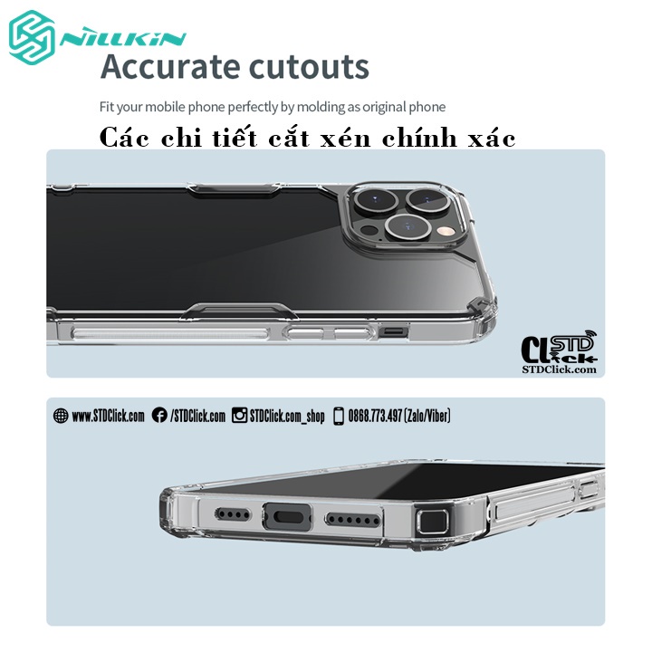 ỐP LƯNG IPHONE 13 PRO MAX NILLKIN NATURE TPU PRO LƯNG KÍNH PC TRONG VIỀN DẺO CHÍNH HÃNG
