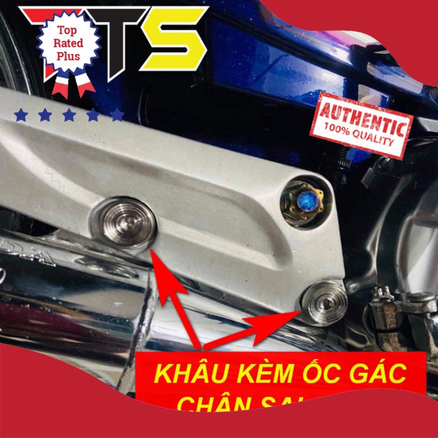 Bộ ốc inox gác chân wave dài, wave thái kèm khâu inox 304 THÁI LAN ( 4 ỐC + 4 KHÂU INOX )