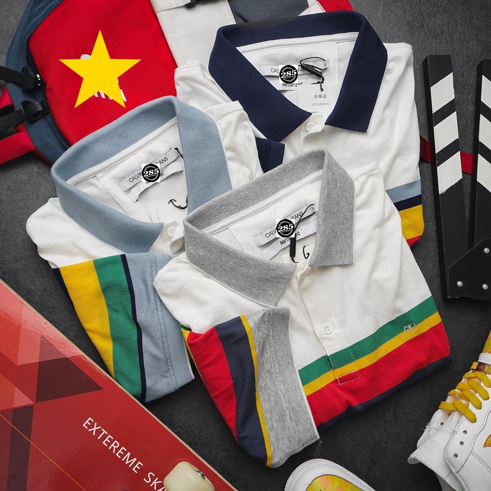 POCKSN Áo thun có cổ Ci.Key.Jean phối sọc ngang xin đẹp đẹpcháyhàng cá tính cực đẹp diện vào là có bạn gái