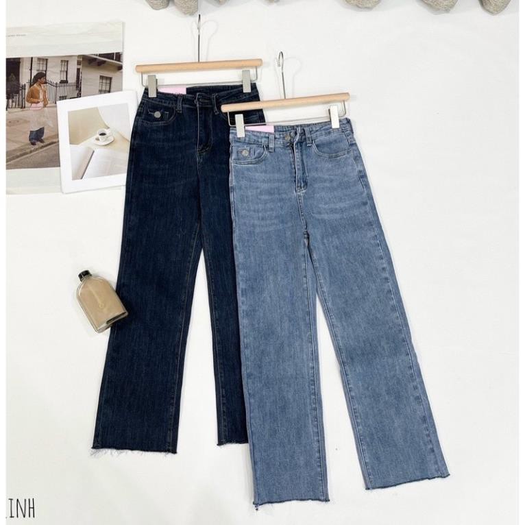 Jeans Ống Đứng Cạp Cao, Form Vừa- Hàng Quảng Châu Ulzzang  [ẢNH THẬT]