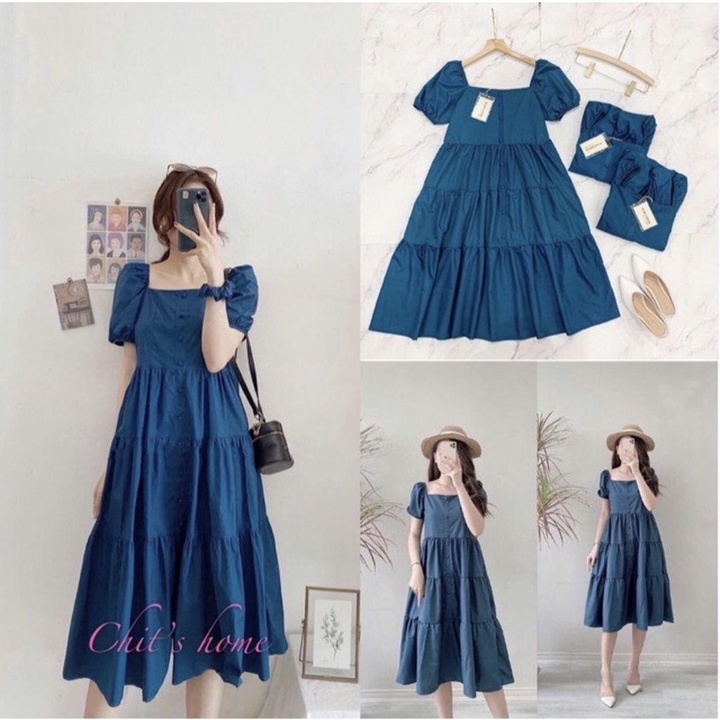 Váy Bầu,Đầm Bầu Mùa Hè Dáng Suông Dài Chất Trượt Thái Mát,Tay Bồng Phối Đai Thắt Xinh Xắn A019 Lin Store66