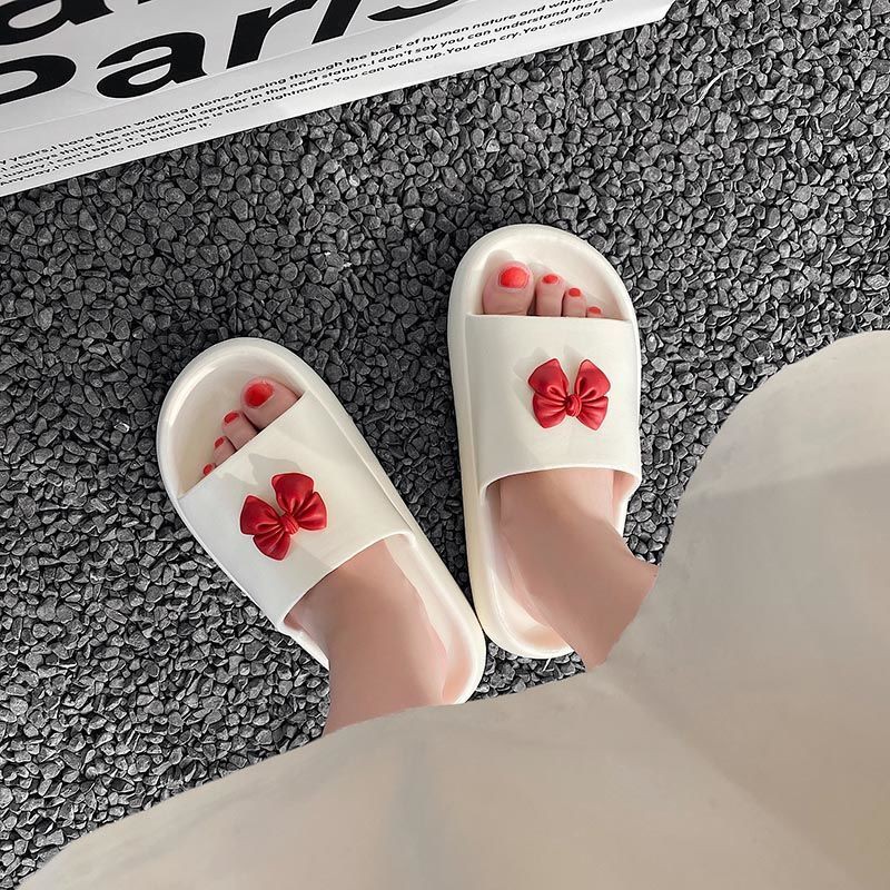 Dép Quai Ngang Chống Trượt Đính Nơ Dễ Thương Cho Nữ