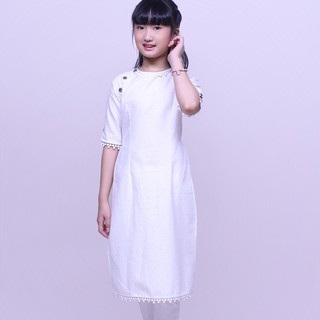 áo dài bé gái hcm linen trắng cho bé gái 2-3 tuổi , 3 - 4 tuổi , 7-8 tuổi để đi chơi  GAD002 - JADINY