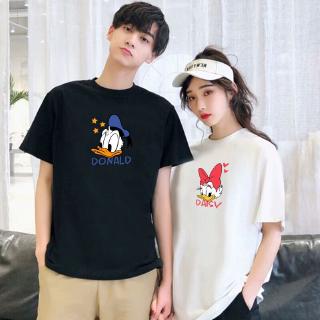Áo Thun Ngắn Tay Dáng Rộng In Hoạt Hình Kiểu Hàn Quốc Thời Trang Cho Các Cặp Đôi