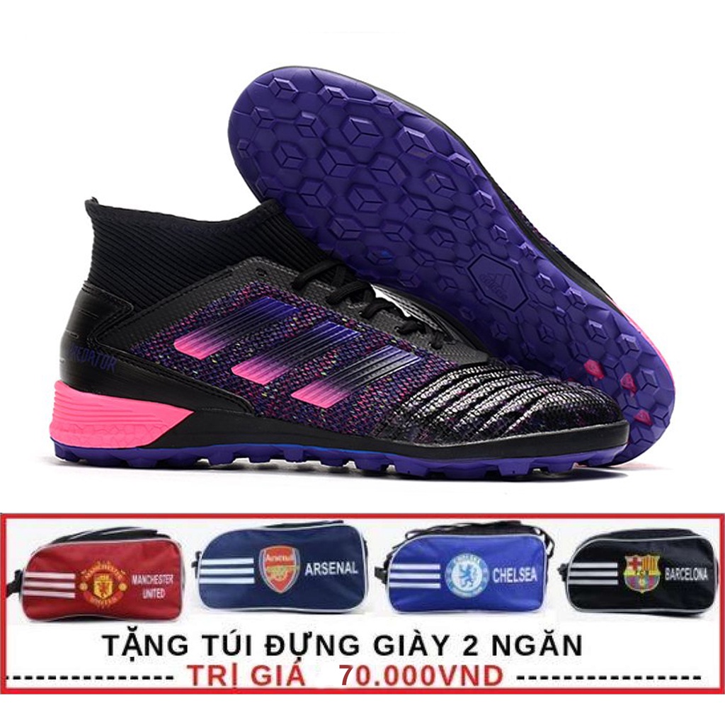 Giày đá banh Predator màu hồng X19.3 cao cổ - Da mềm - Nhẹ - Tặng túi đựng giày 2 ngăn ( màu ngẫu nhiên )